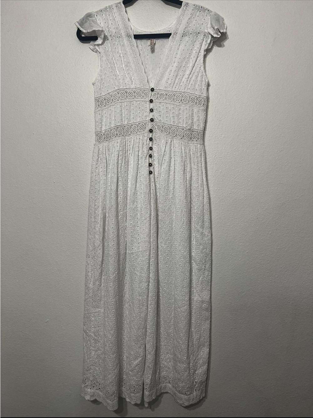 Raga White Eyelet Aviana Midi Dress Size Small